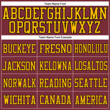 Load image into Gallery viewer, Custom Burgundy Gold-Black Mesh Authentic Football Jersey
