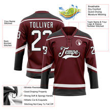 Load image into Gallery viewer, Custom Burgundy White-Black Hockey Lace Neck Jersey
