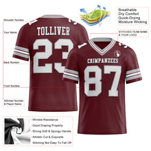 Load image into Gallery viewer, Custom Burgundy White-Gray Mesh Authentic Football Jersey
