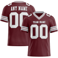 Load image into Gallery viewer, Custom Burgundy White-Gray Mesh Authentic Football Jersey
