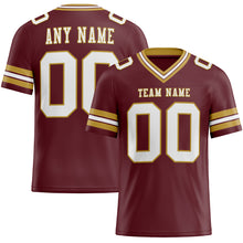 Load image into Gallery viewer, Custom Burgundy White-Old Gold Mesh Authentic Football Jersey
