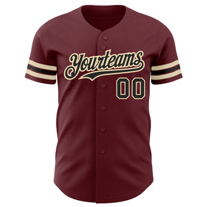 Custom Burgundy Black-City Cream Authentic Baseball Jersey