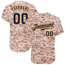Load image into Gallery viewer, Custom Camo Navy-Gold Authentic Salute To Service Baseball Jersey
