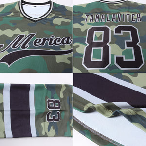 Custom Camo Black-Gray Salute To Service Hockey Jersey