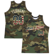 Load image into Gallery viewer, Custom Camo Vintage USA Flag-Cream Authentic Salute To Service Basketball Jersey
