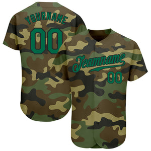 Custom Camo Kelly Green-Black Authentic Salute To Service Baseball Jersey