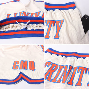 Custom Cream Orange-Royal Authentic Throwback Basketball Shorts