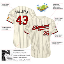 Load image into Gallery viewer, Custom Cream Black Pinstripe Red-Black Authentic Baseball Jersey

