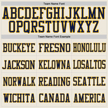 Load image into Gallery viewer, Custom Cream Navy-Gold Mesh Authentic Football Jersey
