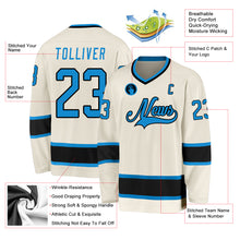 Load image into Gallery viewer, Custom Cream Blue-Black Hockey Jersey
