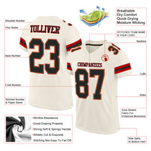 Load image into Gallery viewer, Custom Cream Black-Red Mesh Authentic Football Jersey
