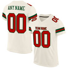 Load image into Gallery viewer, Custom Cream Red-Green Mesh Authentic Football Jersey
