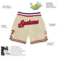 Load image into Gallery viewer, Custom Cream Navy Pinstripe Red-Navy Authentic Basketball Shorts
