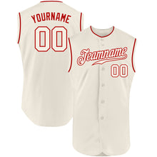 Load image into Gallery viewer, Custom Cream Cream-Red Authentic Sleeveless Baseball Jersey
