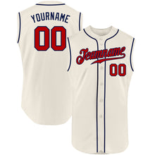Load image into Gallery viewer, Custom Cream Red-Navy Authentic Sleeveless Baseball Jersey
