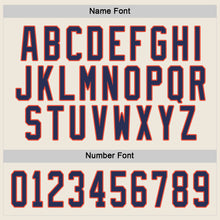 Load image into Gallery viewer, Custom Cream Navy-Orange Hockey Jersey
