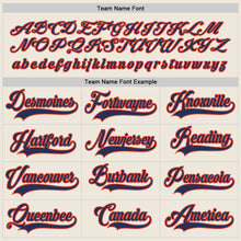 Load image into Gallery viewer, Custom Cream Navy-Orange Hockey Jersey
