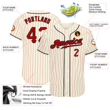 Load image into Gallery viewer, Custom Cream Red Pinstripe Red-Black Authentic Baseball Jersey
