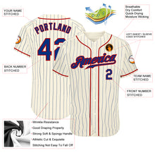Load image into Gallery viewer, Custom Cream Royal Pinstripe Royal-Red Authentic Baseball Jersey
