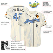 Load image into Gallery viewer, Custom Cream Light Blue Pinstripe Light Blue-Steel Gray Authentic Father&#39;s Day Baseball Jersey
