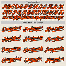 Load image into Gallery viewer, Custom Cream Black Pinstripe Orange-Black Authentic Baseball Jersey
