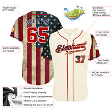Load image into Gallery viewer, Custom Cream Red-Navy 3D American Flag Authentic Baseball Jersey
