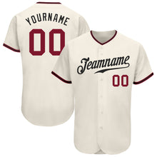 Load image into Gallery viewer, Custom Cream Crimson-Black Authentic Baseball Jersey
