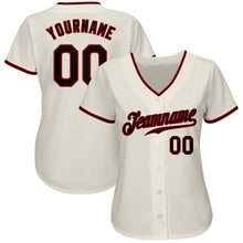 Load image into Gallery viewer, Custom Cream Black-Red Authentic Baseball Jersey
