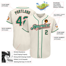 Load image into Gallery viewer, Custom Cream Kelly Green-Red Authentic Baseball Jersey
