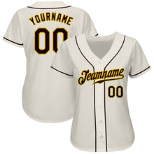 Load image into Gallery viewer, Custom Cream Brown-Gold Authentic Baseball Jersey
