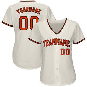 Custom Cream Orange-Black Authentic Baseball Jersey