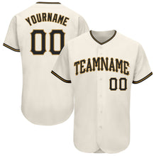 Load image into Gallery viewer, Custom Cream Black-Old Gold Authentic Baseball Jersey
