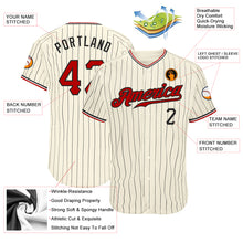 Load image into Gallery viewer, Custom Cream Black Pinstripe Red Black-White Authentic Baseball Jersey
