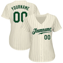Load image into Gallery viewer, Custom Cream Gray Pinstripe Green-Gray Authentic Baseball Jersey
