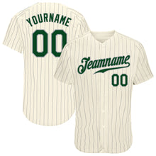 Load image into Gallery viewer, Custom Cream Gray Pinstripe Green-Gray Authentic Baseball Jersey
