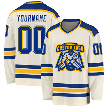 Custom Cream Royal-Gold Hockey Jersey