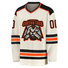 Load image into Gallery viewer, Custom Cream Black-Orange Hockey Jersey
