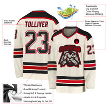 Load image into Gallery viewer, Custom Cream Black-Red Hockey Jersey
