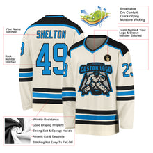 Load image into Gallery viewer, Custom Cream Blue-Black Hockey Jersey
