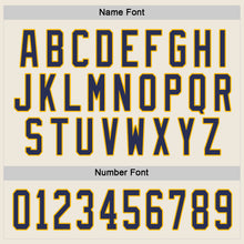 Load image into Gallery viewer, Custom Cream Navy-Gold Hockey Jersey
