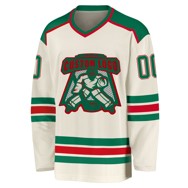 NHL Green White Tan Minnesota Wild Team Jersey Mens XL Long Sleeve Logo  Hockey