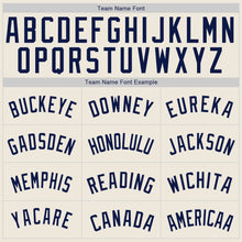 Load image into Gallery viewer, Custom Cream Navy Authentic Baseball Jersey
