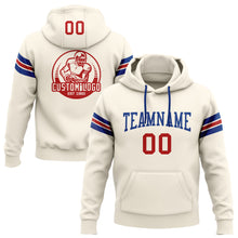 Load image into Gallery viewer, Custom Stitched Cream Red-Royal Football Pullover Sweatshirt Hoodie
