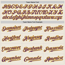 Load image into Gallery viewer, Custom Cream Purple Pinstripe Purple-Gold Authentic Baseball Jersey
