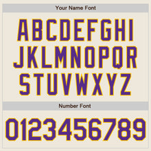 Load image into Gallery viewer, Custom Cream Purple Pinstripe Purple-Gold Authentic Baseball Jersey
