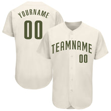 Load image into Gallery viewer, Custom Cream Olive Authentic Baseball Jersey
