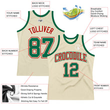 Load image into Gallery viewer, Custom Cream Kelly Green-Red Authentic Throwback Basketball Jersey
