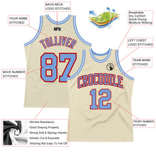 Load image into Gallery viewer, Custom Cream Light Blue-Red Authentic Throwback Basketball Jersey
