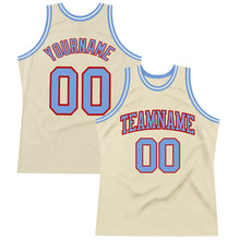 Load image into Gallery viewer, Custom Cream Light Blue-Red Authentic Throwback Basketball Jersey
