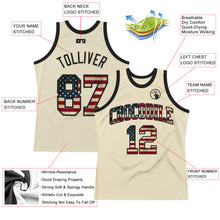 Load image into Gallery viewer, Custom Cream Vintage USA Flag-Black Authentic Throwback Basketball Jersey
